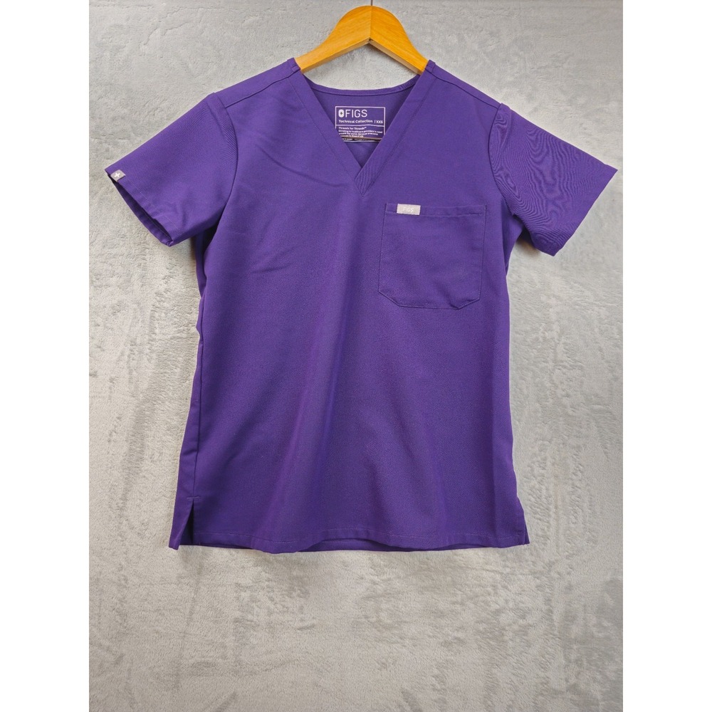 FIGS Womens Catarina Scrub Top XXS Purple V Neck Short Sleeve Medical Nursing